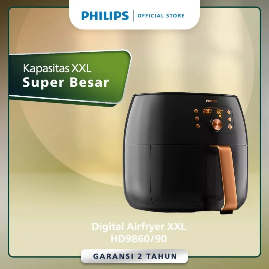 Philips Air Fryer XXL Smart Sensing - HD9860/90 Kapasitas 1.4kg / 7.3L HD 9860 ORIGINAL ORIGIN