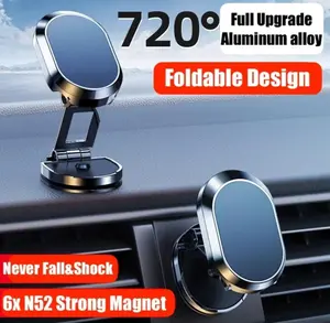 Phone Car Holder Mini Folding Magnetic Lipat Kecil Metal Magnet Mobil 720° / phone Holder HD-804