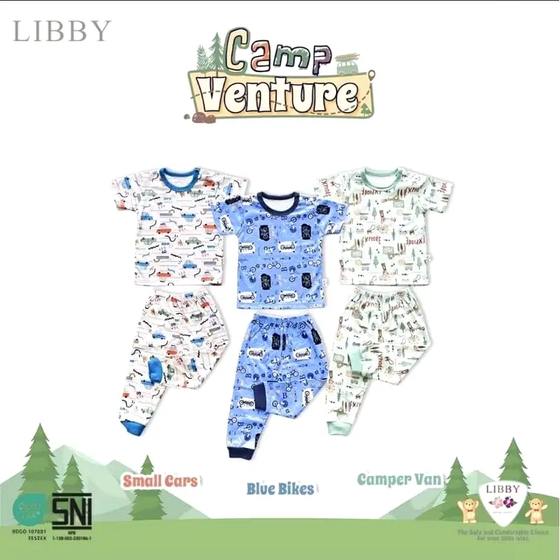 Promo LIBBY 3 Setelan Atasan Pendek + Celana Panjang S,M,L,2L,XL,XXL