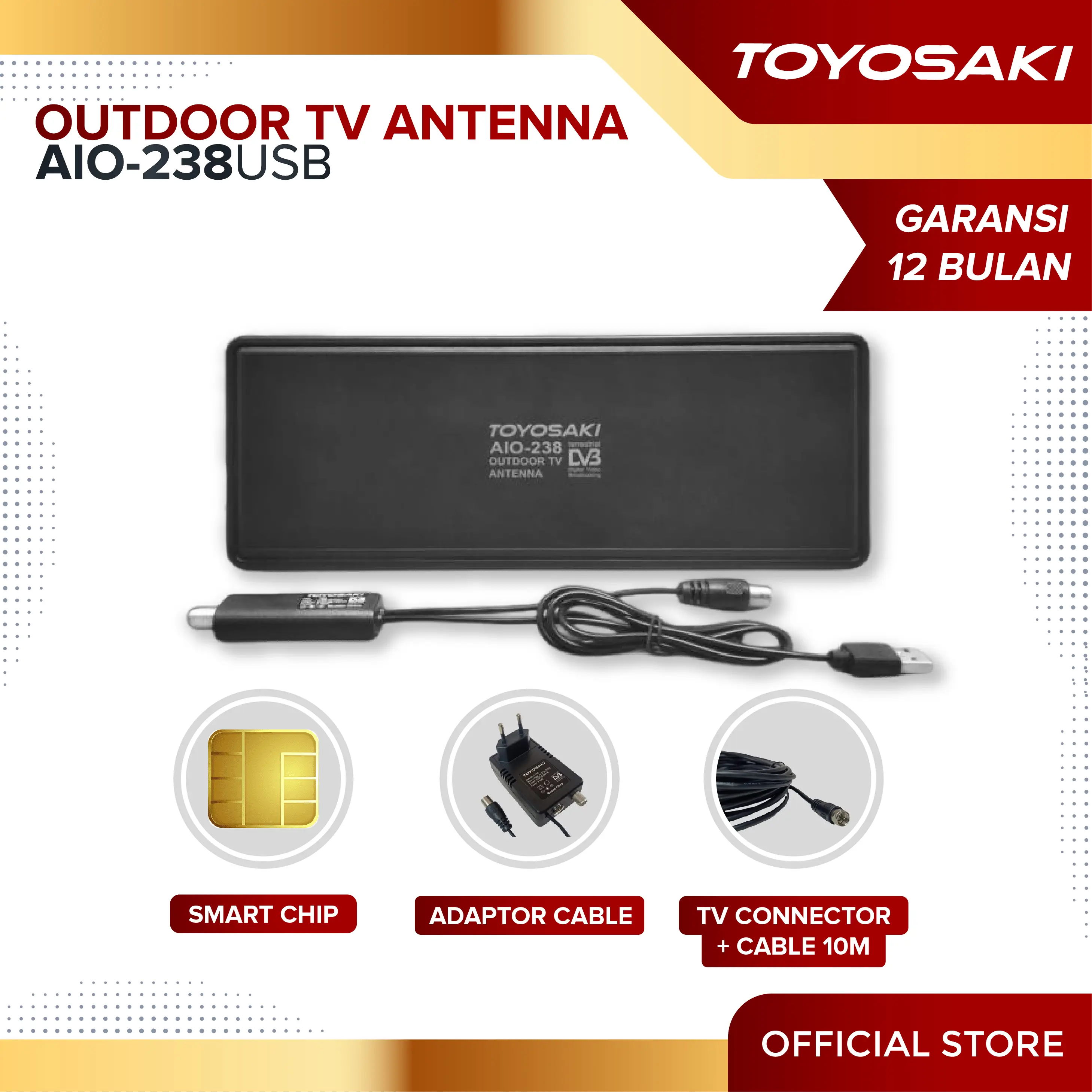 Toyosaki ANTENA TV Digital Outdoor AIO-238 USB / AIO 238 SC DVB T2 Televisi