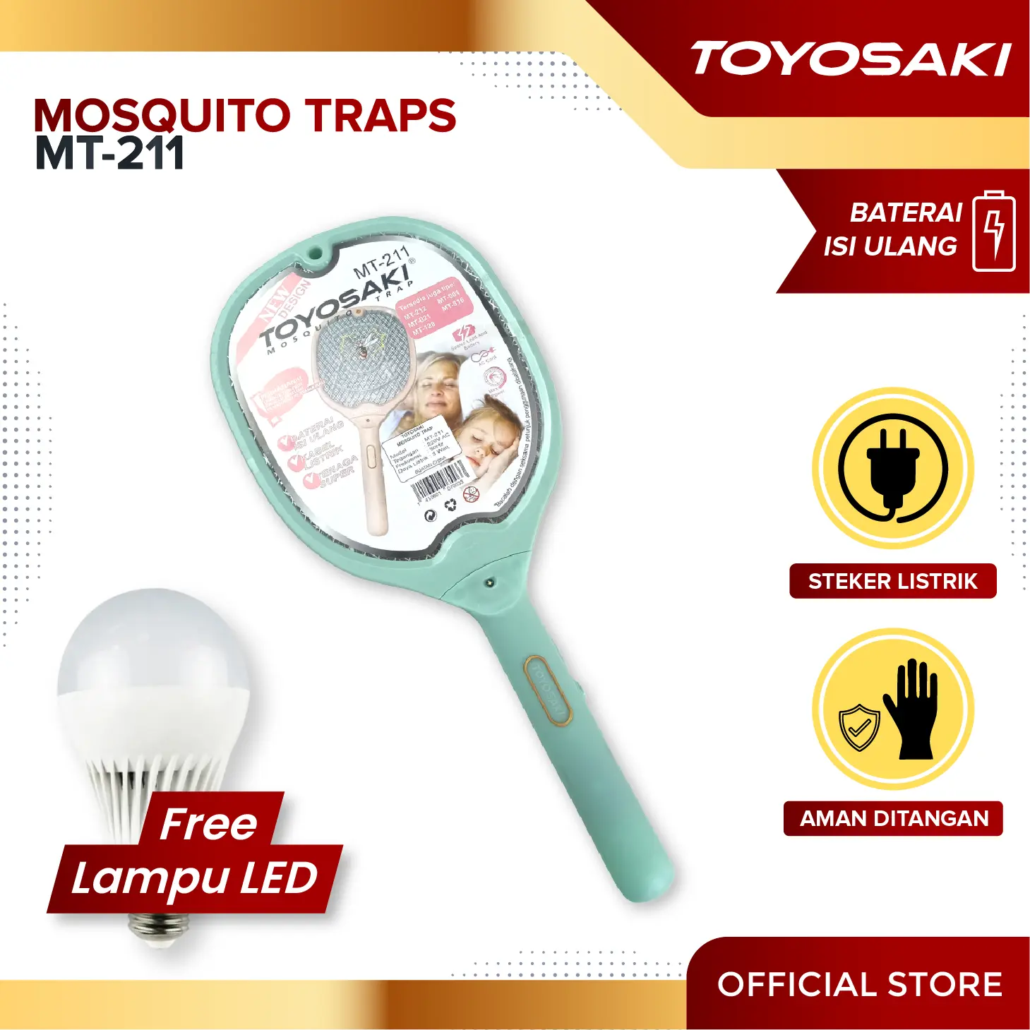 Toyosaki Raket Nyamuk Elektrik MT-211 MT-212