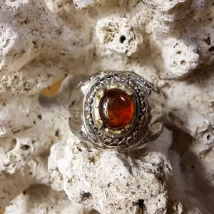 Cincin Batu Natural Hessonite Garnet Ber Memo # 3
