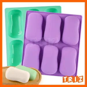 Cetakan Silikon Kue Lilin Sabun Batang 6 Lubang , Silicone Mold Cake Wax Soap Bar Handmade 6 Cavity