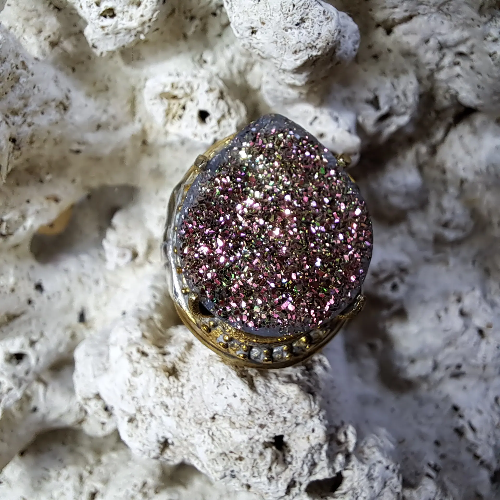 Batu Cincin Akik Natural Amethyst Druzy # 4