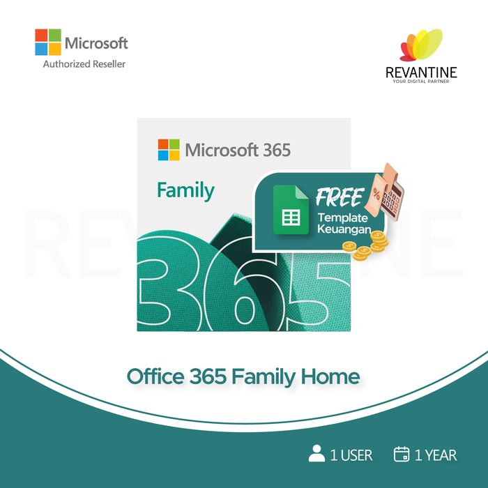 Gambar Microsoft Office 365 Family Home - 1 User 5 Device - BONUS TEMPLATE - 1 Th - Monthly Renewal  dari Revantine Store Kota Depok Tokopedia