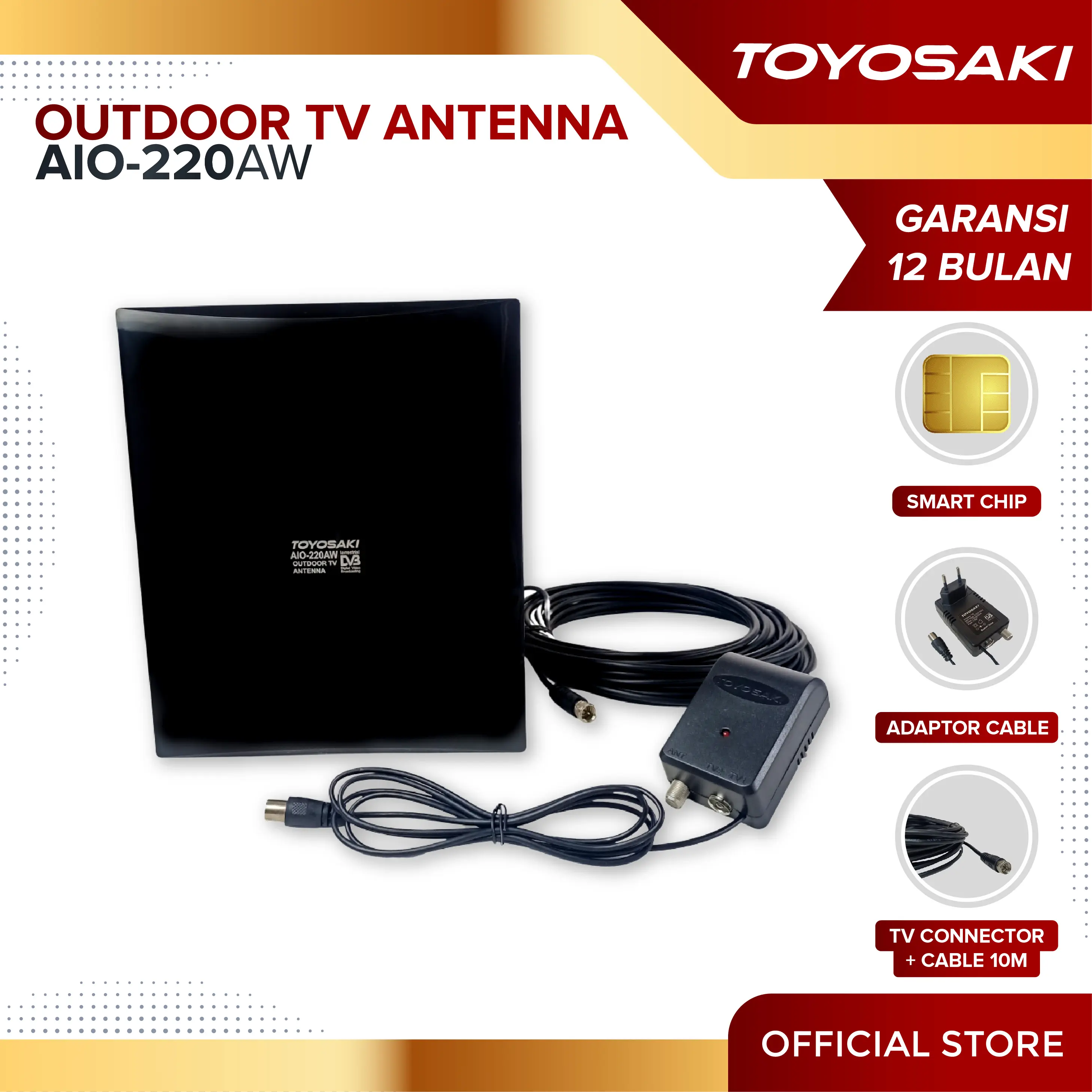 Toyosaki Antena TV Digital INDOOR OUTDOOR AIO-220 DVB T2