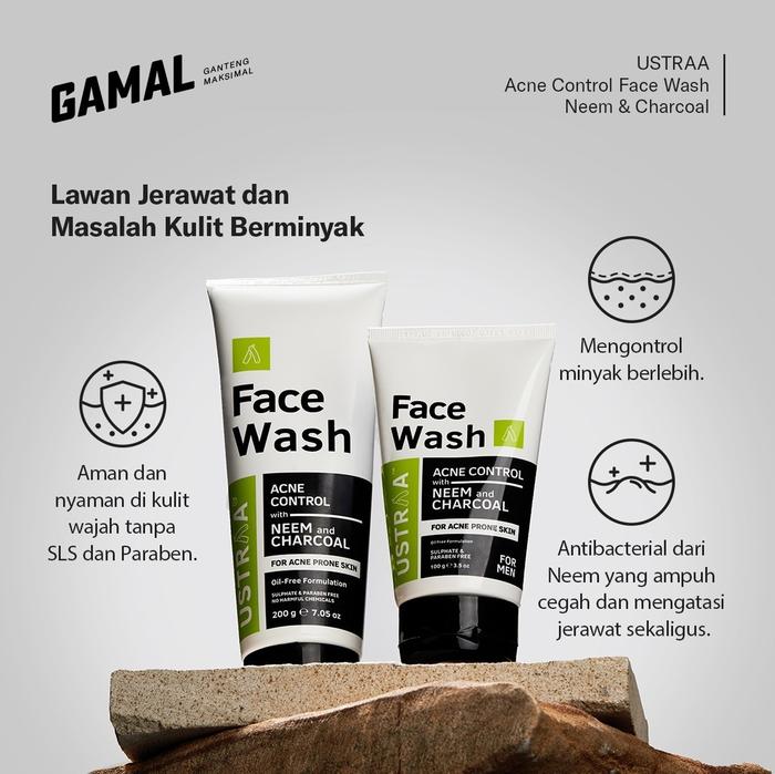 Gambar Ustraa Face Wash - Neem & Charcoal (200g) dari Gamal.men Kota Administrasi Jakarta Timur Tokopedia