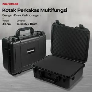 TaffGUARD Kotak Perkakas Multifungsi Storage Tool Box with Sponge 43 CM HITAM