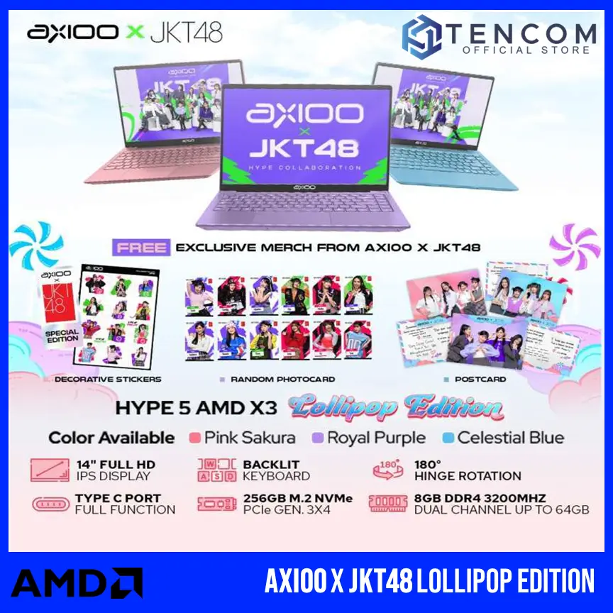 Axioo Hype 5 AMD X3 Ryzen 5 3500u 8GB 256GB 14.0 FHD IPS Lollipop Edition
