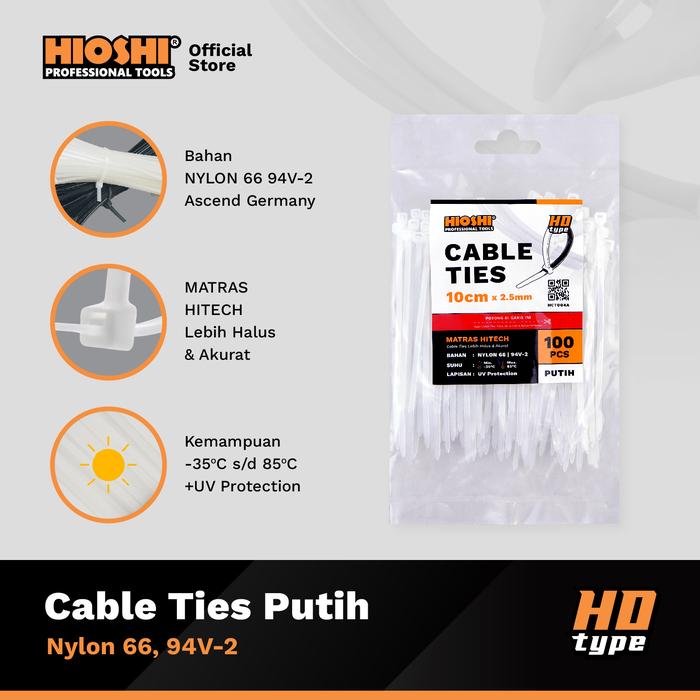 Gambar Cable Ties Kabel tis Nylon / Pengikat kabel (PUTIH) MURAH - BAGUS - 10cm x 2.5mm dari HioshiToolsOfficial Kota Surabaya Tokopedia
