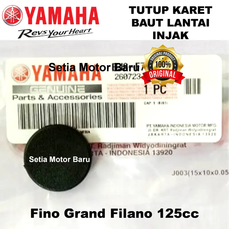 Tutup Karet Baut Bolt Lantai Injakan Injak Hitam Fino Grand Filano 125cc Asli Yamaha
