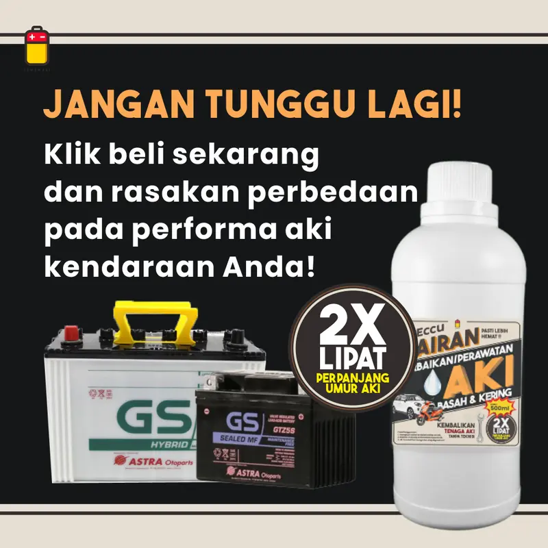 FitEccu Air Aki Kering Cairan Vitamin Perbaikan Perawatan Aki Eccu Kering Basah Motor Mobil - Solusi Performa Aki Soak & Lemah 6