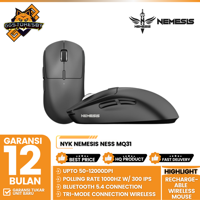 Gambar NYK NEMESIS NESS MQ31 / MQ-31 TRI-MODE RECHARGEABLE WIRELESS Gaming Mouse dari GGSTORESBY Kota Surabaya Tokopedia