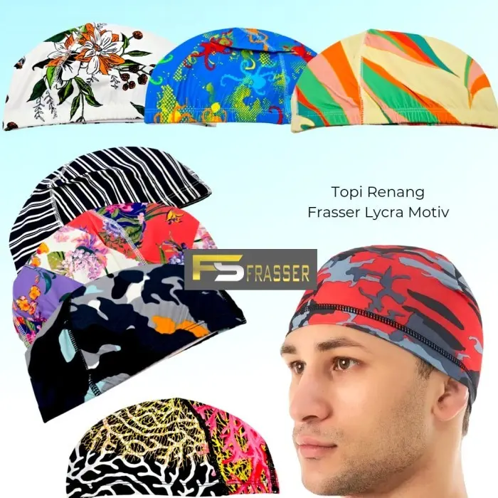 Frassser Topi Renang Dewasa Silicone Lentur Anti Air Pelindung Rambut Nyaman Flexsible Berbagai Motif RNTO 03 0