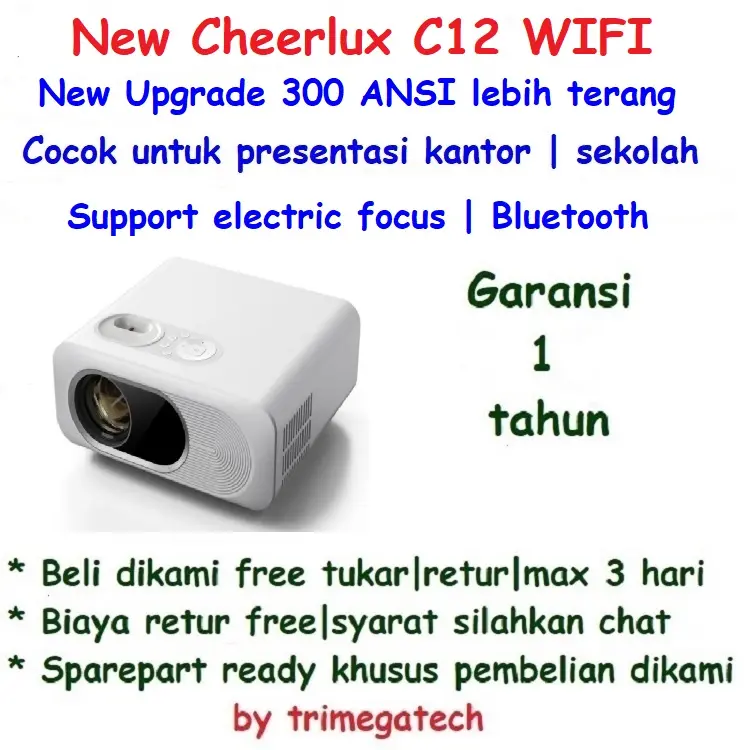 Proyektor New Upgrade Hiplay Cheerlux C12G WIFI | Support | Bluetooth | Electric Focusing 1
