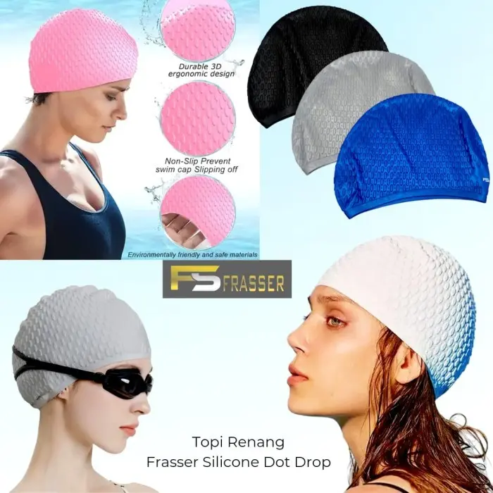 Frassser Topi Renang Dewasa Silicone Lentur Anti Air Pelindung Rambut Nyaman Flexsible Berbagai Motif RNTO 03 3