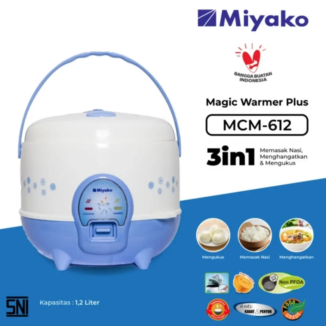 Rice Cooker 3 in 1 MIYAKO MCM 612 kapasitas 1,2 Liter