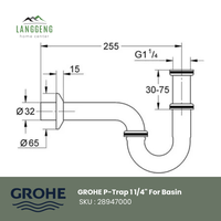 Gambar GROHE 28947000 P-TRAP 1 1/4″ FOR BIDETS dari LANGGENG Home Center Kota Surabaya 4 Tokopedia