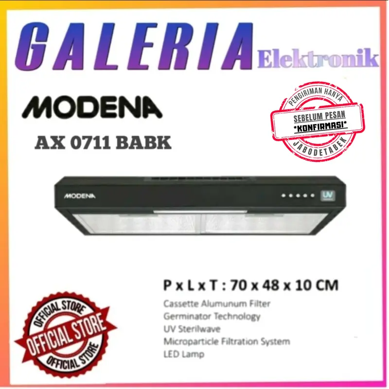 MODENA COOKER HOOD AX 0711 BABK / AX0711BABK  SLIM HOOD 70CM 0