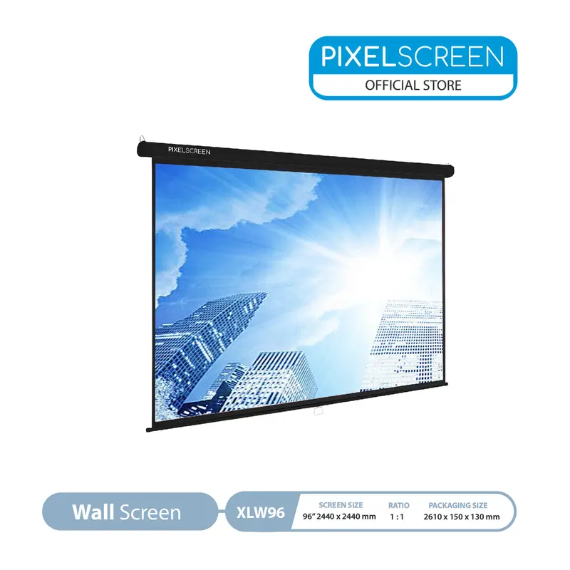 WALL SCREEN PROYEKTOR PIXELSCREEN XLW96 LAYAR PROJECTOR 96 INCH 1:1 2440x2440CM MANUAL PIXEL
