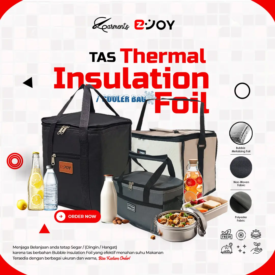 Cooler Bag Foil Ezjoy / Tas Thermal Foil Mika Size Jumbo / Tas Perlengkapan Menyusui / Tas Bekal Makanan dan Minuman / Tas Travel