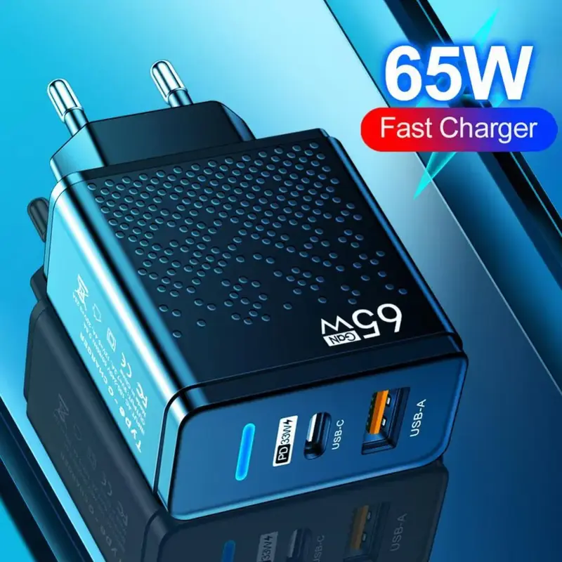 Kepala Charger Dual Port Universal 65W USB Type C USB A 1