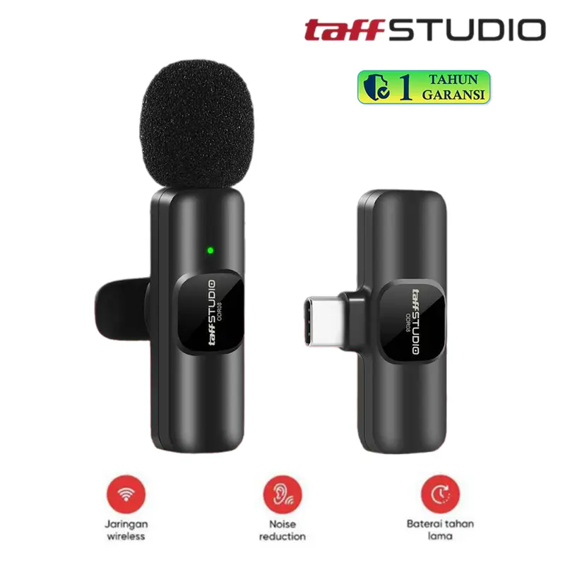 Taffstudio Microphone Clip On Wireless Type C Mic Jepit Nois