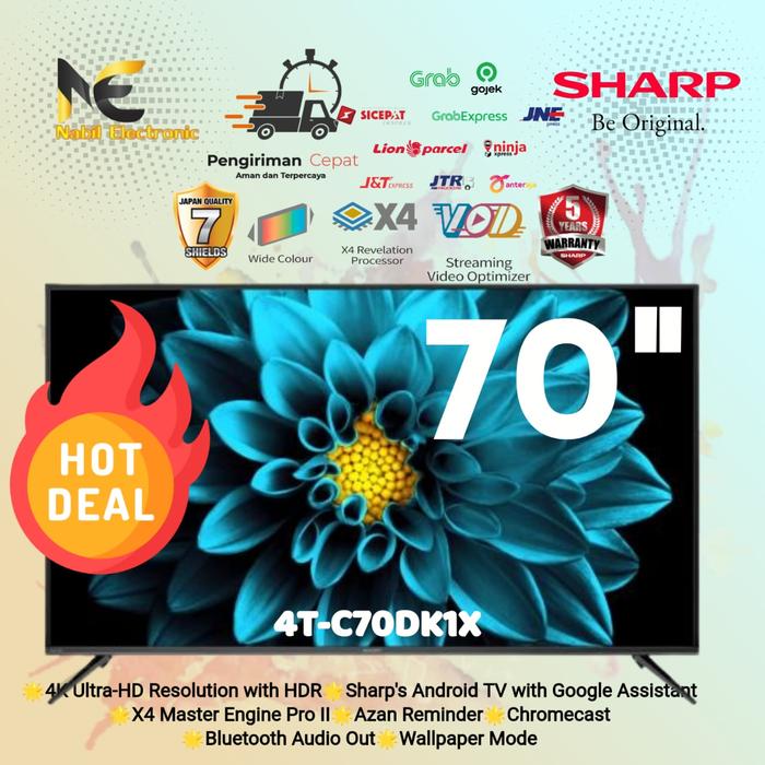 Sharp70 Inch Jual SHARP 4T-C70DK1X ANDROID TV 70 INCH UHD 4K HDR NEW - Kota ...