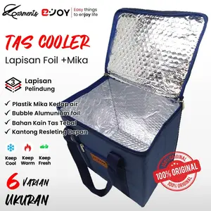 Tas Bekal Thermal Foil + Mika Warna Biru 6 Ukuran Merek Ezjoy / Cooler Thermal Bag / Tas Pengawet Makanan dan Minuman / Tas Botol Susu dan Asi untuk Bayi / Tas Pendingin Minuman / Tas Travel Piknik