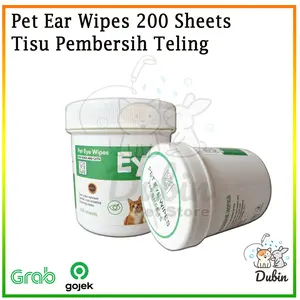Pet Ear Wipes for Dog & Cat -Tisu Pembersih Telinga Hewan Kucing Anjing Kemasan 200 Sheets