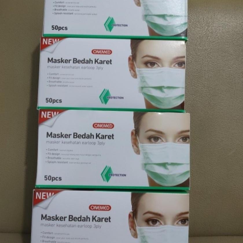 Masker Bedah Onemed Earloop 3 ply isi 50 Warna Hijau