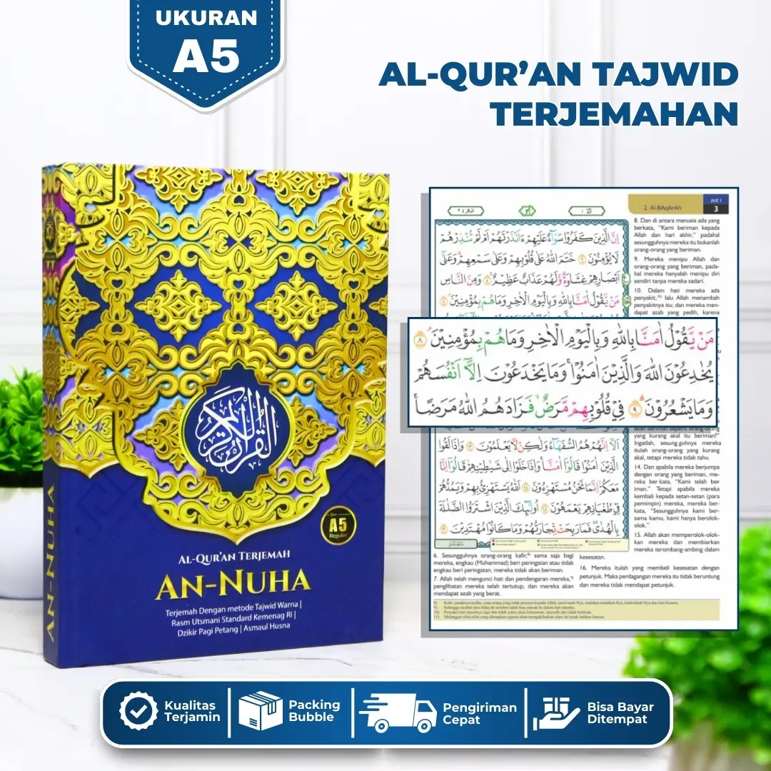 Alquran Terjemah Tajwid Warna Eksklusif Ukuran A5 Mushaf Premium Al Quran An-Nuha