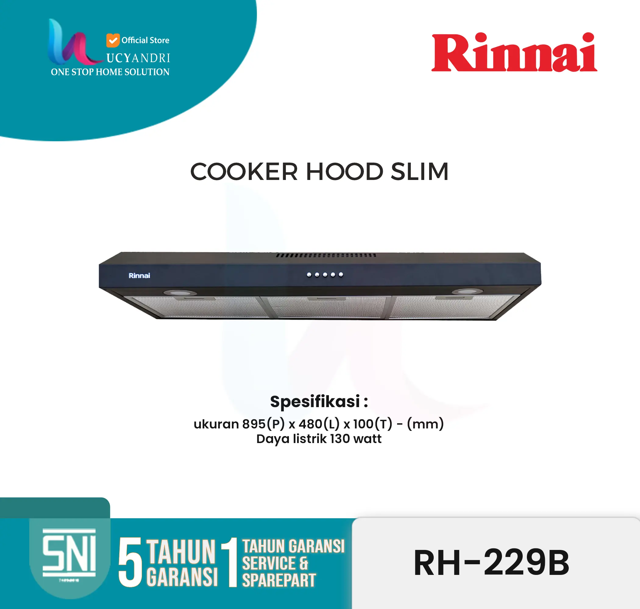 Cooker Hood Rinnai RH-229B Slim Hood ORIGINAL