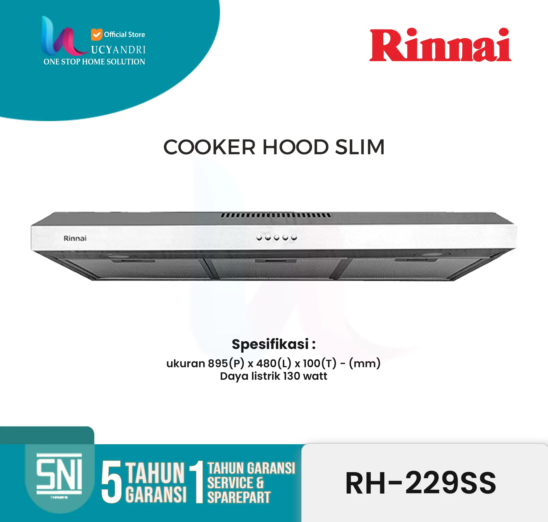 Cooker hood 90cm stainless steel RINNAI RH-229SS ORIGINAL
