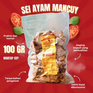 Sei Ayam Mancuy Frozen 100 Gram - Daging Ayam Asap Frozen Sambal Luat Dan Sambal Rica