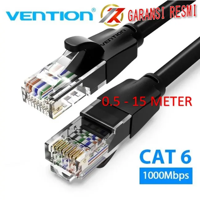 VENTION IBEB KABEL LAN CAT6 CAT 6 UTP Ethernet Cable BLACK 0.5M 1M 1.5M 2M 3M 5M 8M 10M 15M METER