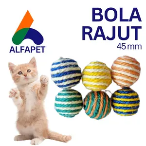 Mainan kucing bola rajut sehat tahan gigitan latihan menggigit menyenangkan ramah lingkungan awet dan tahan lama mainan hewan anjing kucing