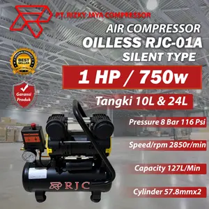 Kompresor Oilless 1hp 24 Liter 10 Liter 750w Silent Compressor listrik 1 hp oiless RJC