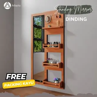 Cermin badan  Rak Pajangan Minimalis  - Standing Mirror Kombinasi Rak Dinding Gantung-CelinA39 7
