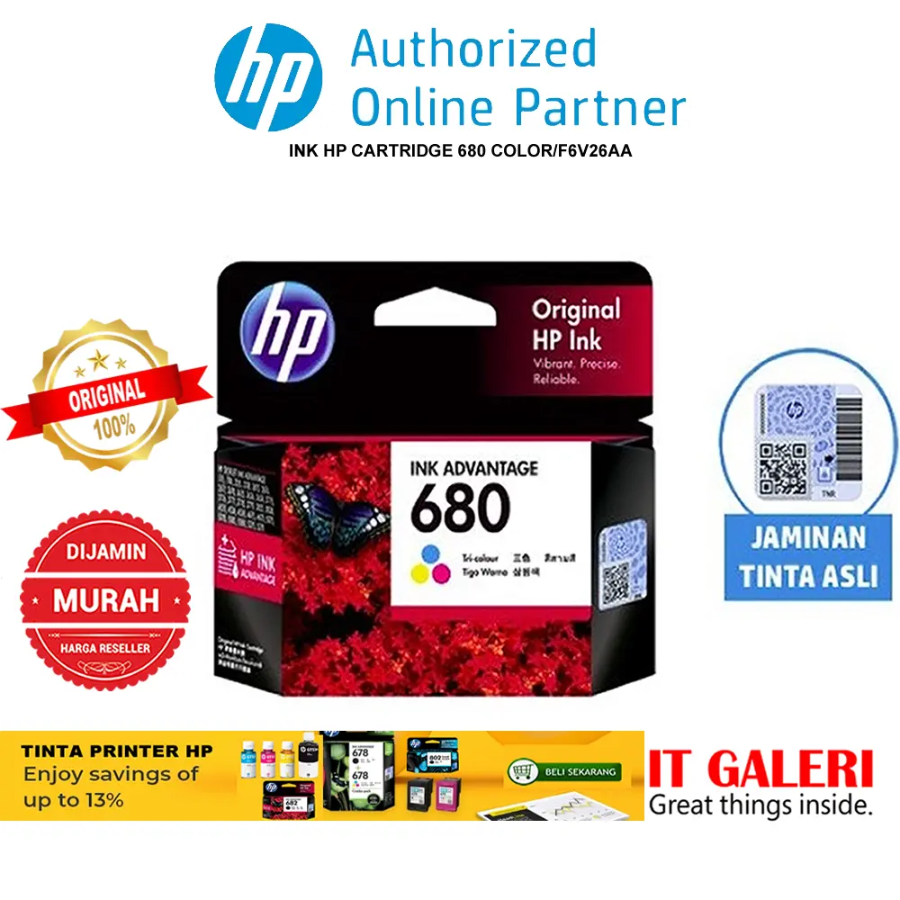 HP Tinta Printer Original 680 Tri-Color (F6V26AA)
