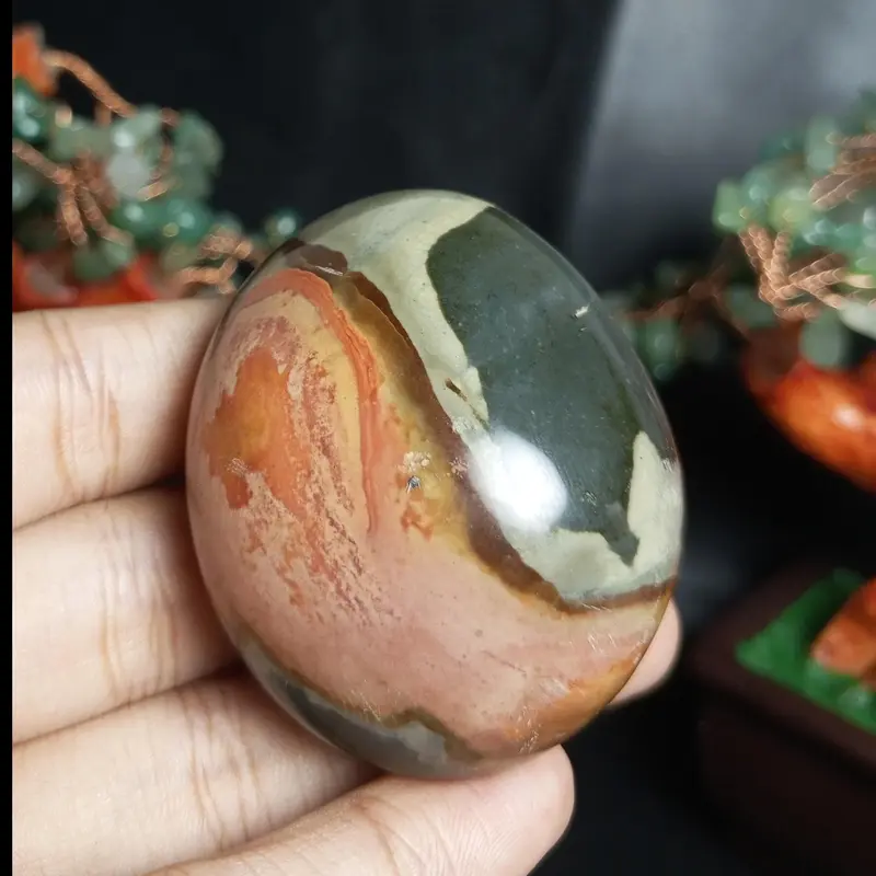 Natural Polychrome Jasper Stone Palm (18) 0
