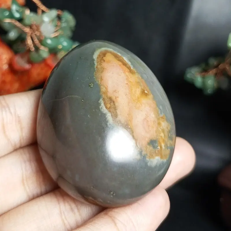 Natural Polychrome Jasper Stone Palm (18) 2