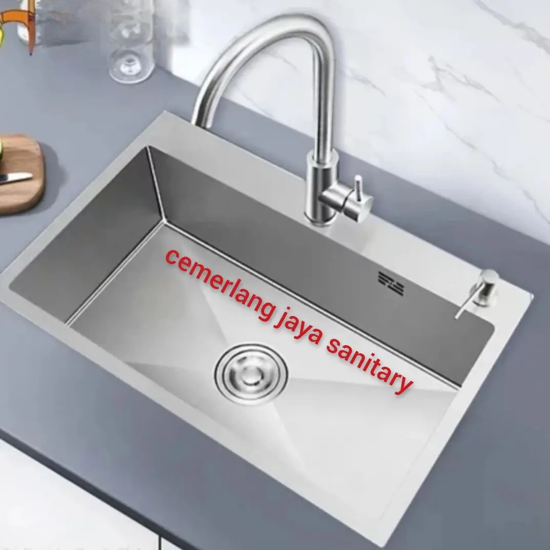 Kitchen Sink Stinless 7545 Bak Cuci Piring 1 Lubang Besar Stainless 75 x 45 cm