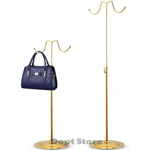 Gantungan Tas 2 Sisi Stainless GOLD Bulat | Standing Tas Display