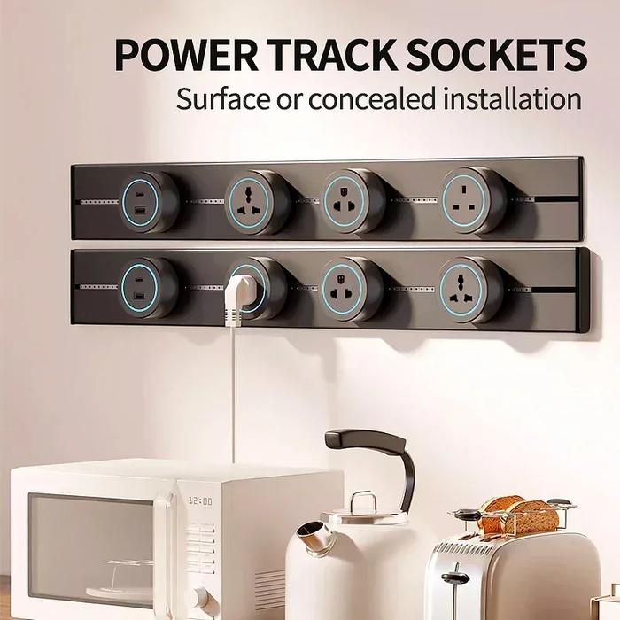 Promo G-BITS Wall Mounted Power Track Rail Socket 50-100CM 8000W ...