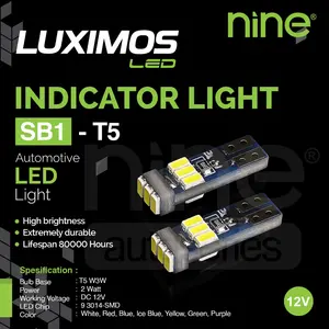 LUXIMOS LED T5 SB1 LAMPU SPEEDOMETER PNP LAMPU KILOMETER INDIKATOR MOTOR MOBIL 9 TITIK