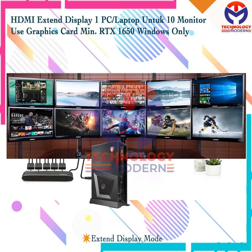 Paket Multiple HDMI Extend Display 1 PC Untuk 10 Monitor (Tampil Beda-Beda) For Windows Only