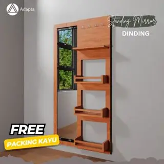 Cermin badan  Rak Pajangan Minimalis  - Standing Mirror Kombinasi Rak Dinding Gantung