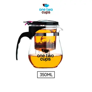 One Two Cups Teko Teh Kopi Kaca Tahan Panas dengan Saringan Pitcher 350ML- K1