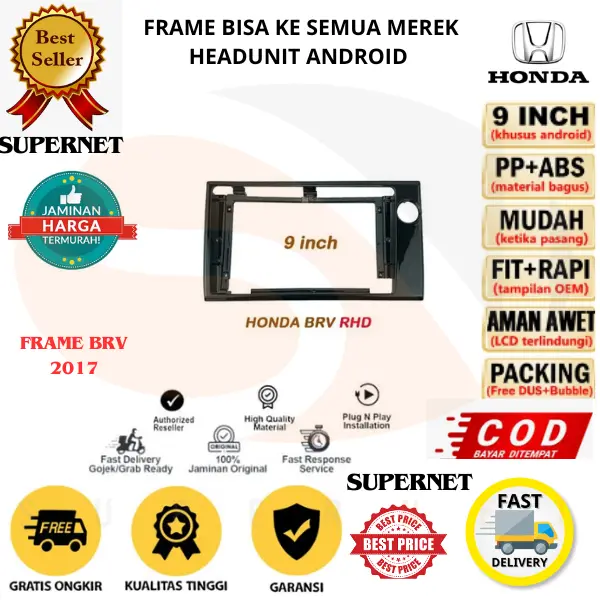 Frame 7 inch / 9 inch / 10 inch Honda Brio / BRV / Mobilio 2017 Panel Head Unit